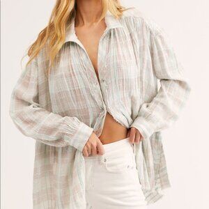 Free People We the Free Oversized Lightweight Summer Plaid Tunic